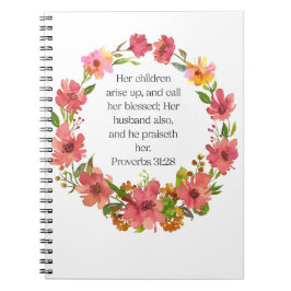 Haar kinderen staan op en noemen haar gezegend. notitieboek