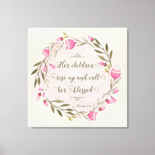 Haar kinderen staan op en noemen haar ontdaan canvas afdruk (Voorkant)