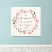 Haar kinderen staan op en noemen haar ontdaan canvas afdruk (Insitu (Houten vloer))