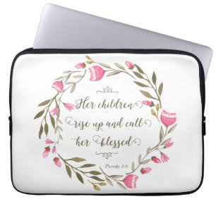Haar kinderen staan op en noemen haar ontdaan laptop sleeve