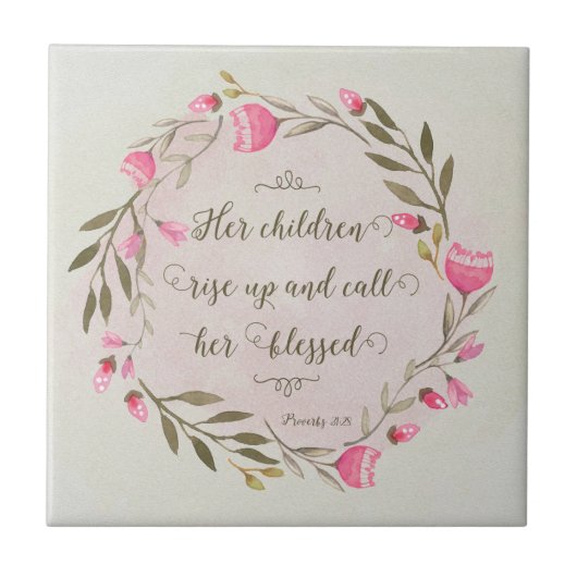 Haar kinderen staan op en noemen haar ontdaan tegeltje (Voorkant)