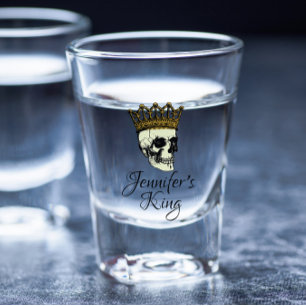 Haar King Skull met Gold Crown Shot Glas