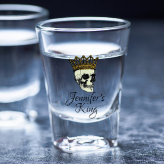 Haar King Skull met Gold Crown Shot Glas