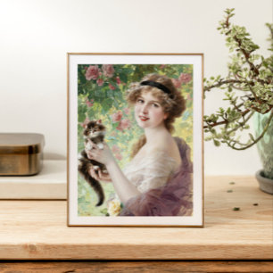 Haar kleine kitten door Emile Vernon Foto Afdruk