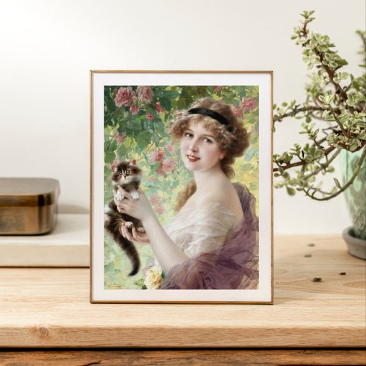 Haar kleine kitten door Emile Vernon Foto Afdruk