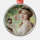 Haar kleine Kitten Metalen Ornament (Voorkant)