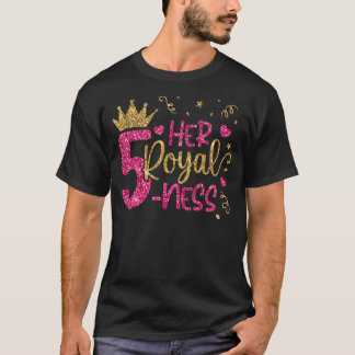 Haar Koninklijke 5 Ness Happy 5th Birthday Vijf ja T-shirt