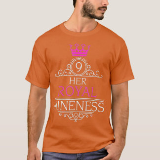 Haar koninklijke negende verjaardag voor negenjari t-shirt