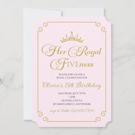 Haar koninklijke schoonheid Gold prinses 5 de verj Kaart (Voorkant)