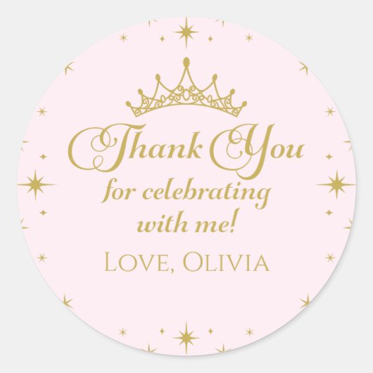 Haar koninklijke schoonheid Gold prinses 5 de verj Ronde Sticker (Voorkant)