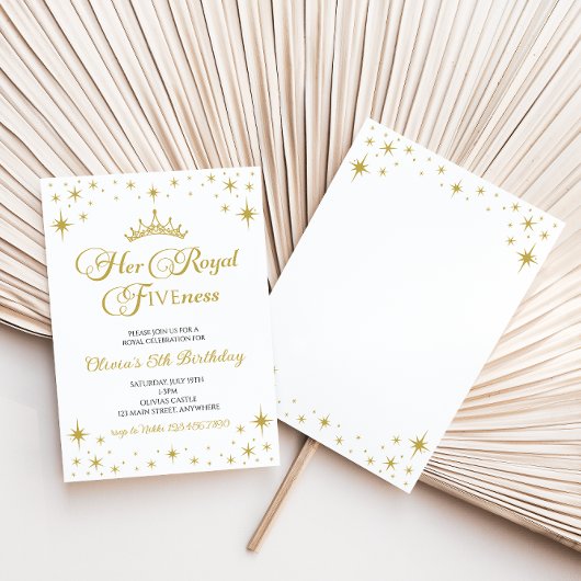 Haar koninklijke schoonheid Gold prinses 5th Birth Kaart