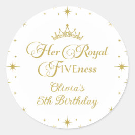 Haar Koninklijke Vijfheid Gouden Prinses 5e Verjaa Ronde Sticker