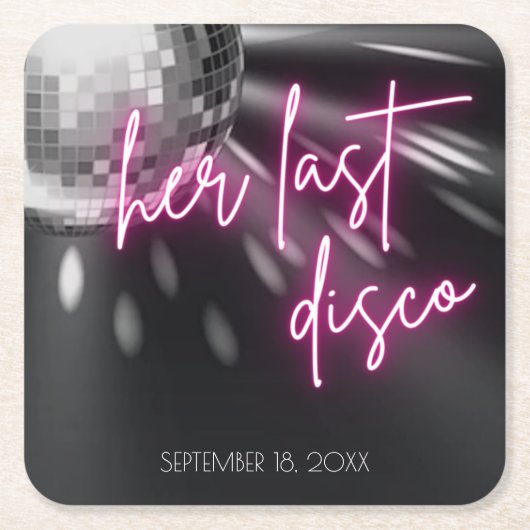 Haar laatste Disco Bachelorette party Napkins Kartonnen Onderzetters (Voorkant)