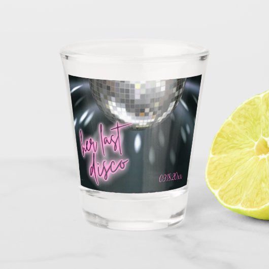 Haar laatste Disco Bachelorette party Shot Glas (Voorkant)