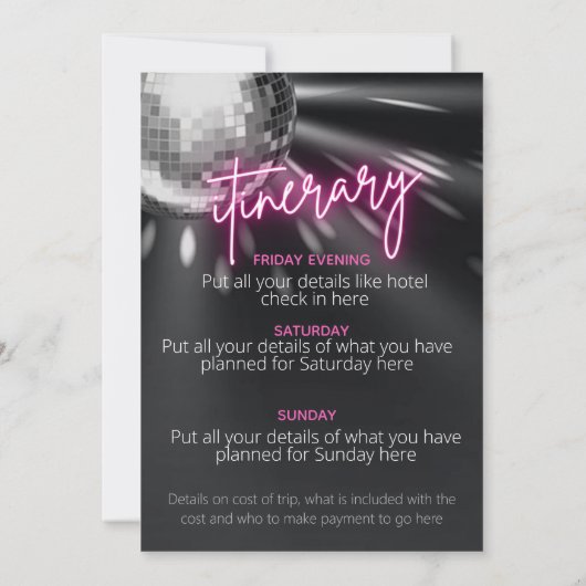 Haar laatste Disco Bachelorette Weekend Kaart (Achterkant)