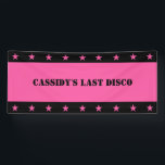 Haar laatste Disco Roze Cowgirl Hen Party Spandoek<br><div class="desc">Vier het feest in stijl met deze gemakkelijk aan te passen banner die perfect is voor je disco cowgirl vrijgezellenfeest. Het heeft een roze en zwart kleurenschema met steraccenten en je bericht in zwarte sjabloonletters.</div>