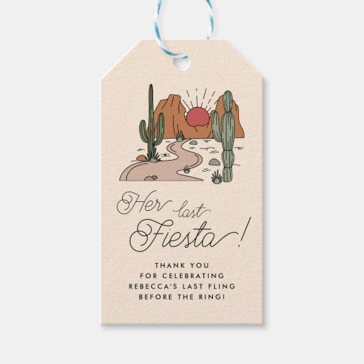Haar laatste Fiesta Boho Desert Bachelorette Favor Cadeaulabel (Voorkant)