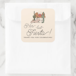 Haar laatste Fiesta Boho Desert Bachelorette Favor Vierkante Sticker
