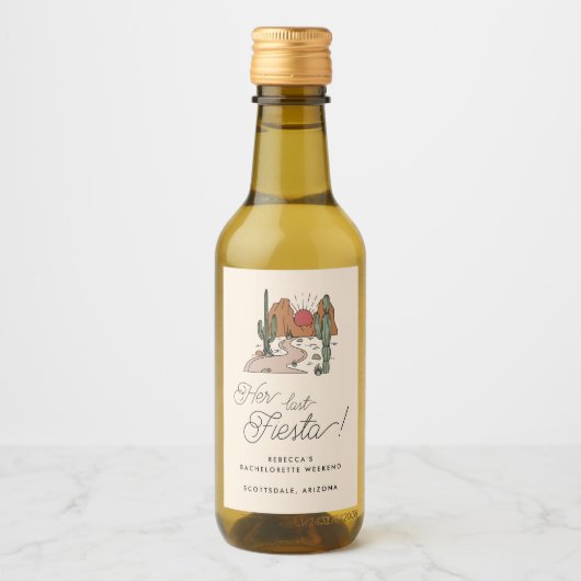 Haar laatste Fiesta Boho Desert Bachelorette Weeke Wijn Etiket (Voorkant)