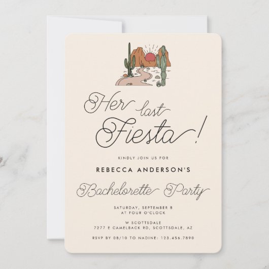 Haar laatste Fiesta woestijncactus vrijgezellenfee Kaart (Voorkant)