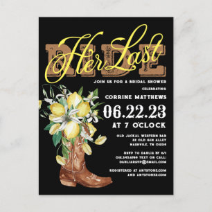 Haar laatste Ride Cowgirl Boots Lemons Vrijgezelle Briefkaart