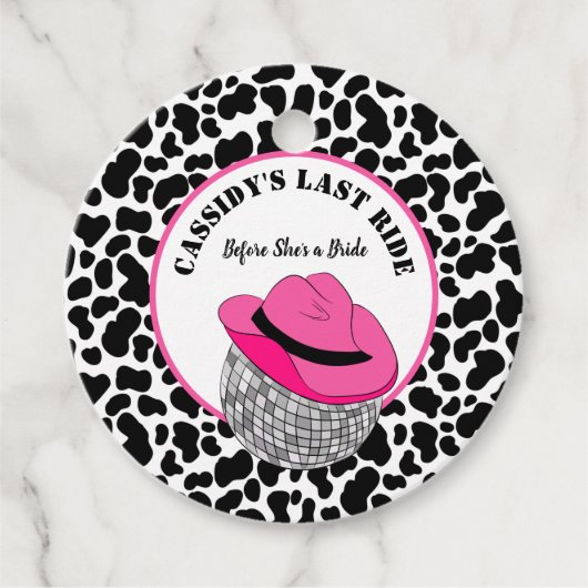 Haar laatste Ride Disco Cowgirl Bachelorette party Bedankjes Labels (Voorkant)