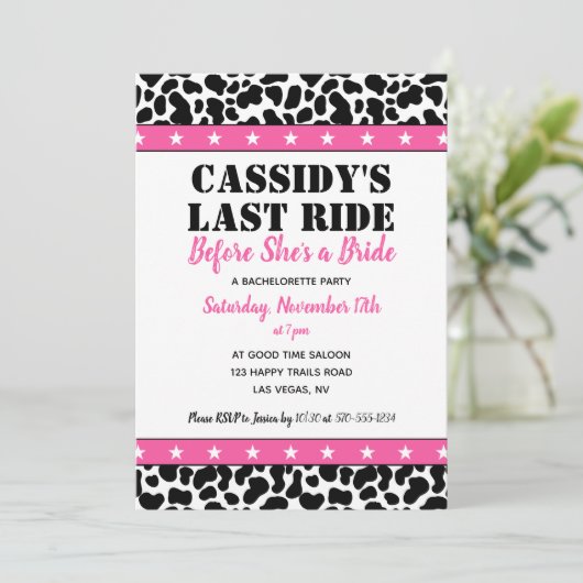 Haar laatste Ride Disco Cowgirl Bachelorette party Kaart (Staand voorkant)