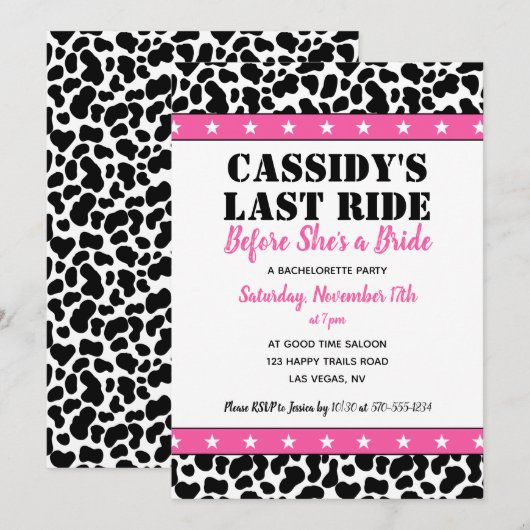Haar laatste Ride Disco Cowgirl Bachelorette party Kaart (Voorkant / Achterkant)