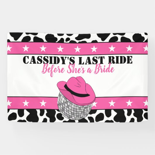 Haar Laatste Rit Disco Cowgirl Bachelorette-feest Spandoek (Horizontaal)