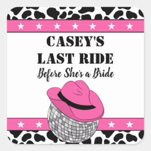 Haar Laatste Rit Disco Cowgirl Bachelorette Feest Vierkante Sticker