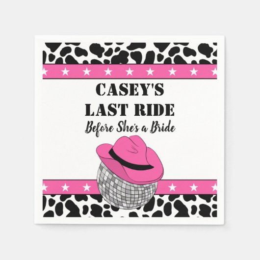 Haar Laatste Rit Disco Cowgirl Meisjesuitstap Servet (Voorkant)