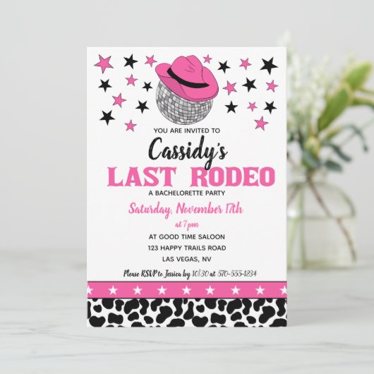Haar laatste Rodeo Disco Cowgirl Bachelorette part Kaart (Staand voorkant)