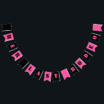 Haar laatste Rodeo Disco Cowgirl Bachelorette part Vlaggetjes<br><div class="desc">Geniet van bruidjes om in stijl te zijn met deze leuke feestbundel. Het heeft een festive roze en zwarte kleurenregeling en het bericht HER LAATSTE RODEO die het voor uw disco cowgirl perfect maakt - de bachelorette partijen.</div>
