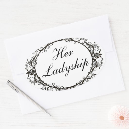 "Haar Ladyship"  labelkiezers Ovale Sticker (Envelop)