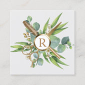 Haar & Lashes Salon Botanical Gold Monogram Vierkante Visitekaartje (Voorkant)