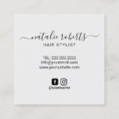 Haar & Lashes Salon Botanical Roos Gold Monogram Vierkante Visitekaartje (Achterkant)