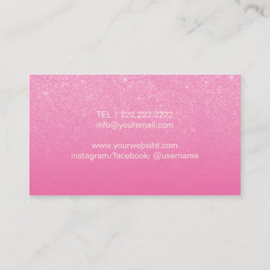 Haar & Lashes Salon Modern Gold & Roze Glitter Visitekaartje (Achterkant)