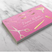 Haar & Lashes Salon Modern Gold & Roze Glitter Visitekaartje