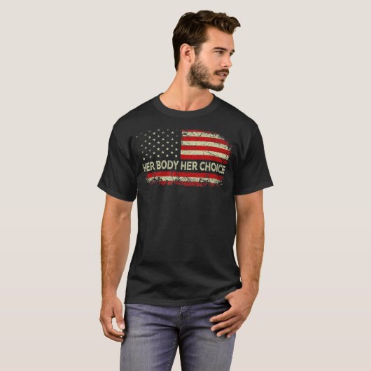 Haar lichaam Haar Amerikaanse vlag is reproductief T-shirt (Voorkant volledig)