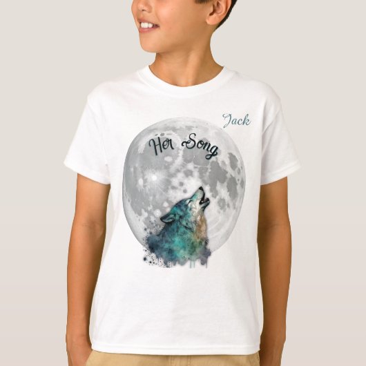 "Haar lied" Wolf and Moon Boy's Custom T-shirt (Voorkant)