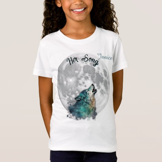 "Haar lied" Wolf and Moon Girl's Custom T-shirt (Voorkant)