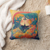 Haar Liefde, Haar Manier  | Lesbische Kus Art Deco Kussen (Deken)