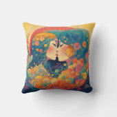 Haar Liefde, Haar Manier  | Lesbische Kus Art Deco Kussen (Achterkant)