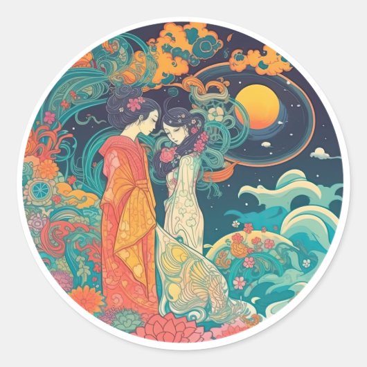 Haar liefde, haar manier ronde sticker (Voorkant)