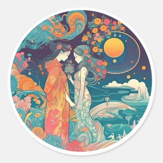 Haar liefde, haar manier ronde sticker (Voorkant)