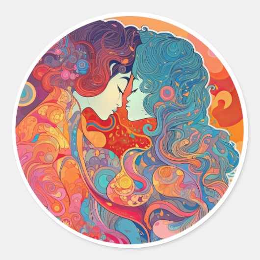 Haar liefde, haar manier ronde sticker (Voorkant)