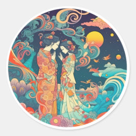 Haar liefde, haar manier ronde sticker