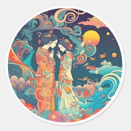 Haar liefde, haar manier ronde sticker (Voorkant)