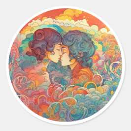 Haar liefde, haar manier ronde sticker