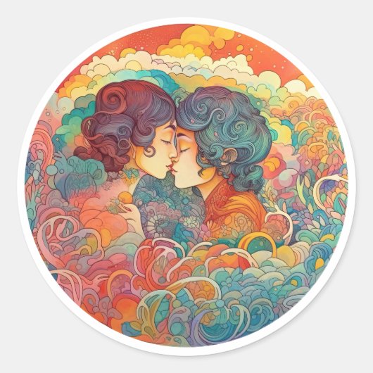 Haar liefde, haar manier ronde sticker (Voorkant)